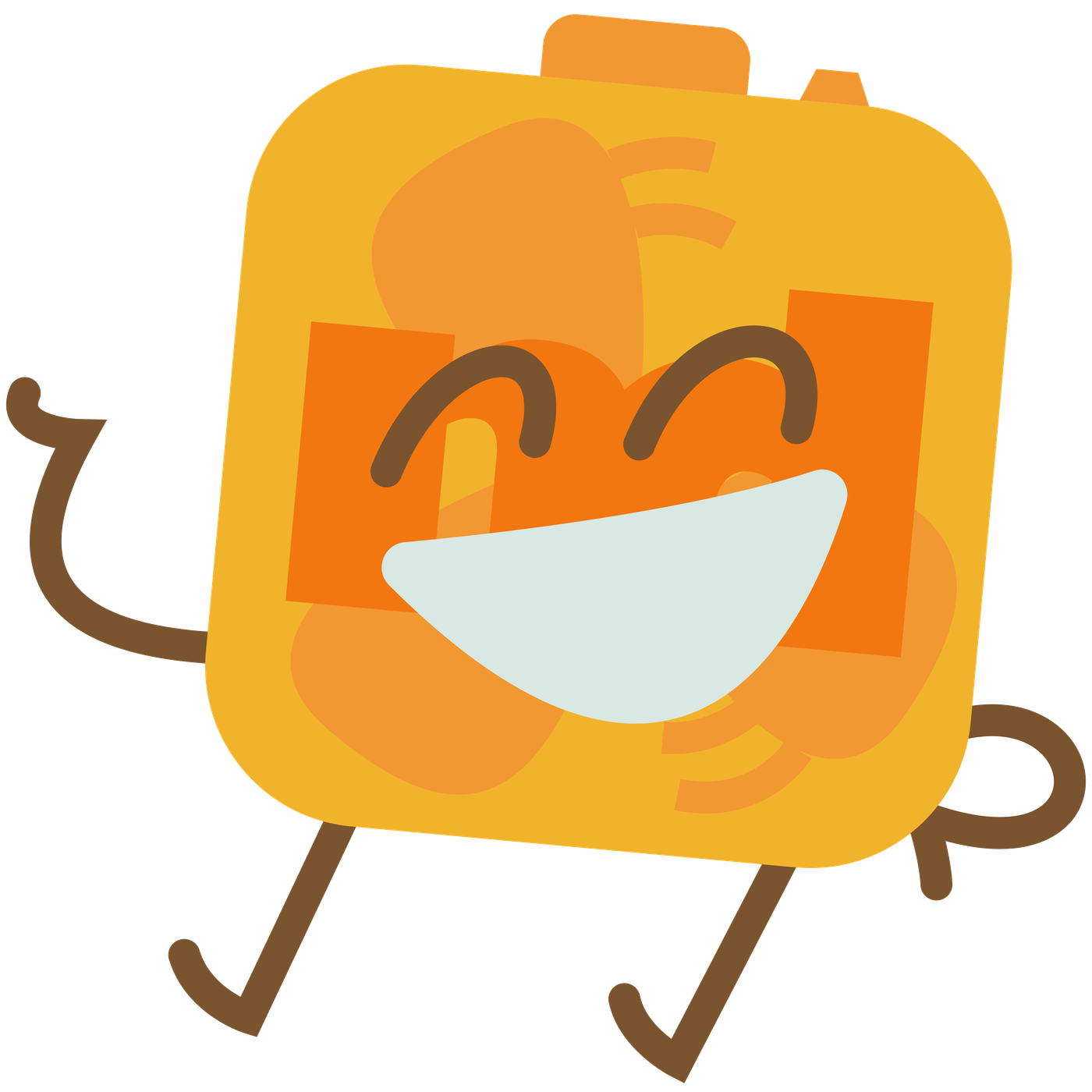Fanboy, the NextDorm mascot, waving cheerfully
