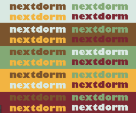 NextDorm wordmark banner in brand colors